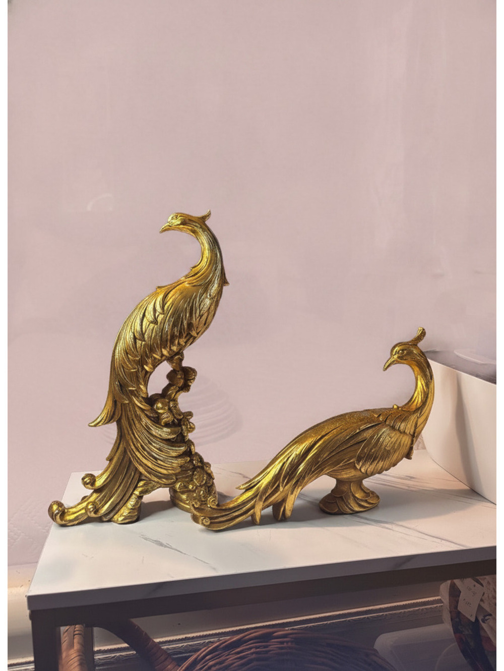 Vintage Set of 2 1970's Syroco Gold Peacocks Hollywood Regency MCM - Picture 2 of 3